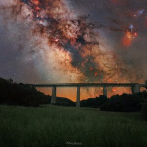 Voie lactée su dessus d´un pont a Oued Zitoun